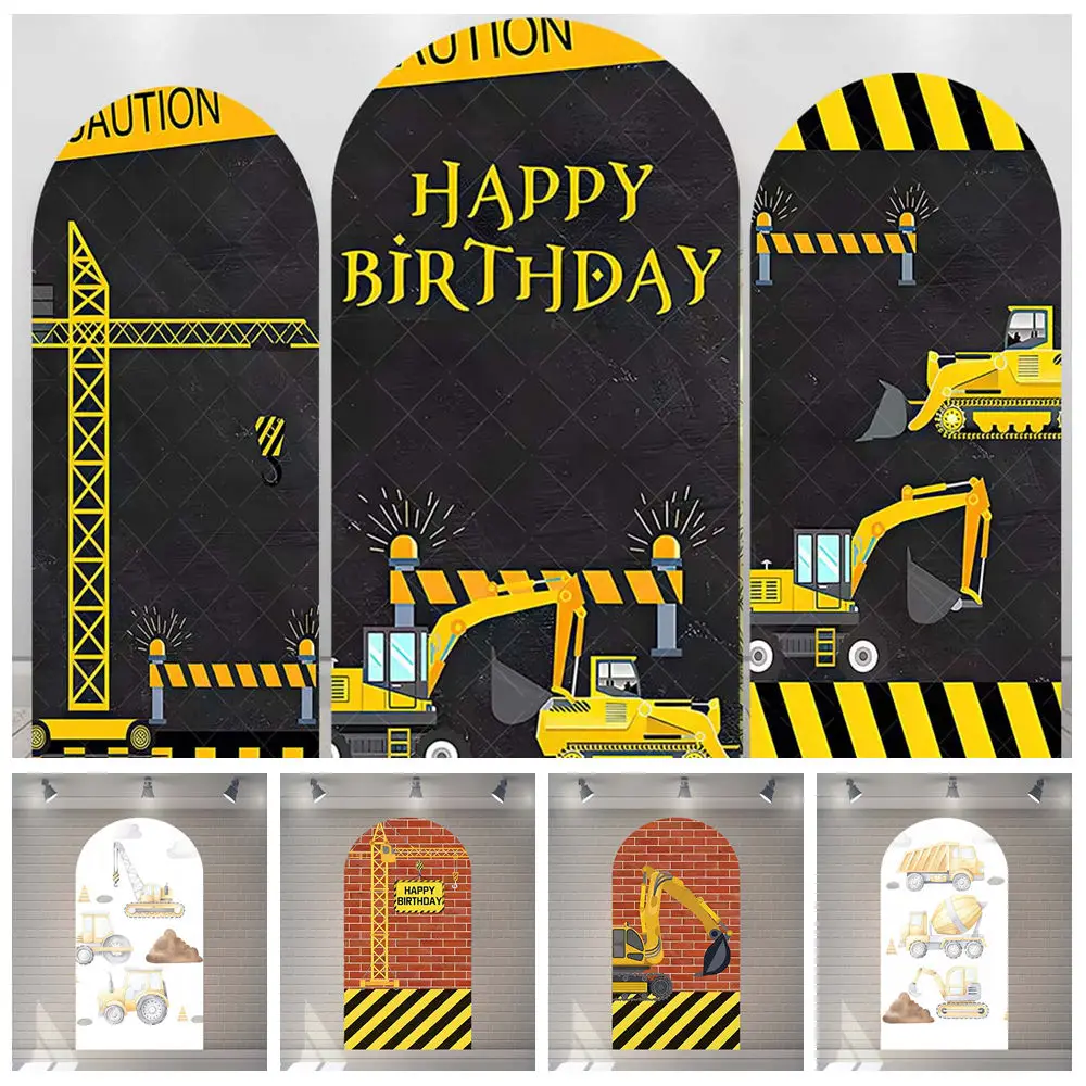 

Cartoon Road Construction Excavator Engineer Kid Boy Girl Birthday Party ArchBackdrop Custom Photography Poster Decor Background