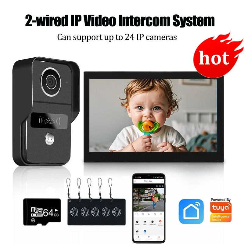 2-lijns Digitale Deurbel Home Video-intercomsysteem Tuya Ontgrendelt 7/10-inch Monitor 1080P Deurbel Camera Video Deurbel Kaart