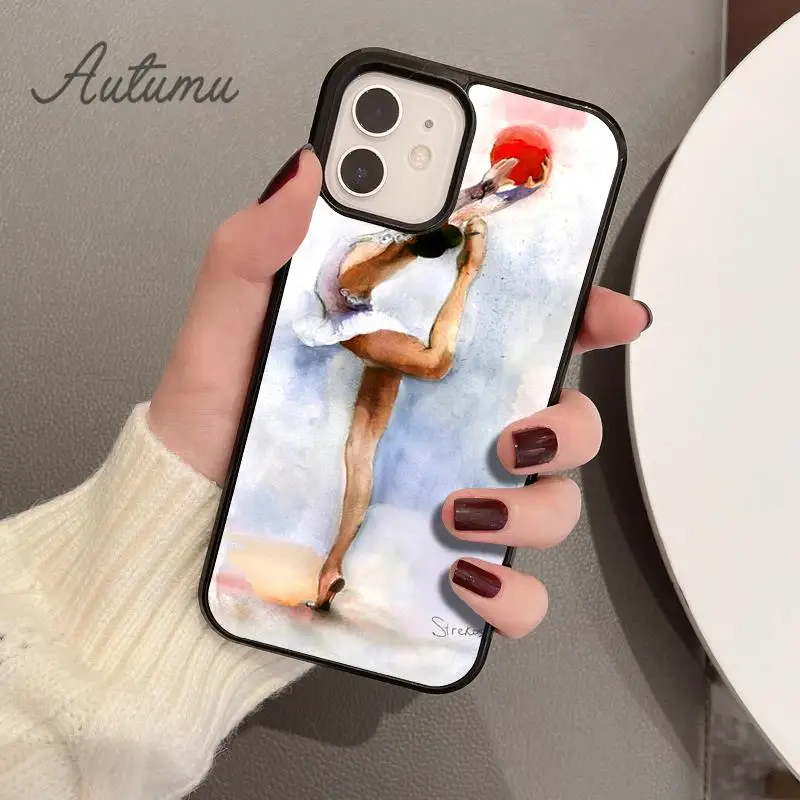 Gymnastics Oil Painting Phone Case for iPhone 15 16 SE2020 11 12 13 14 Pro Max mini 7 8 Plus coque Fundas Shell