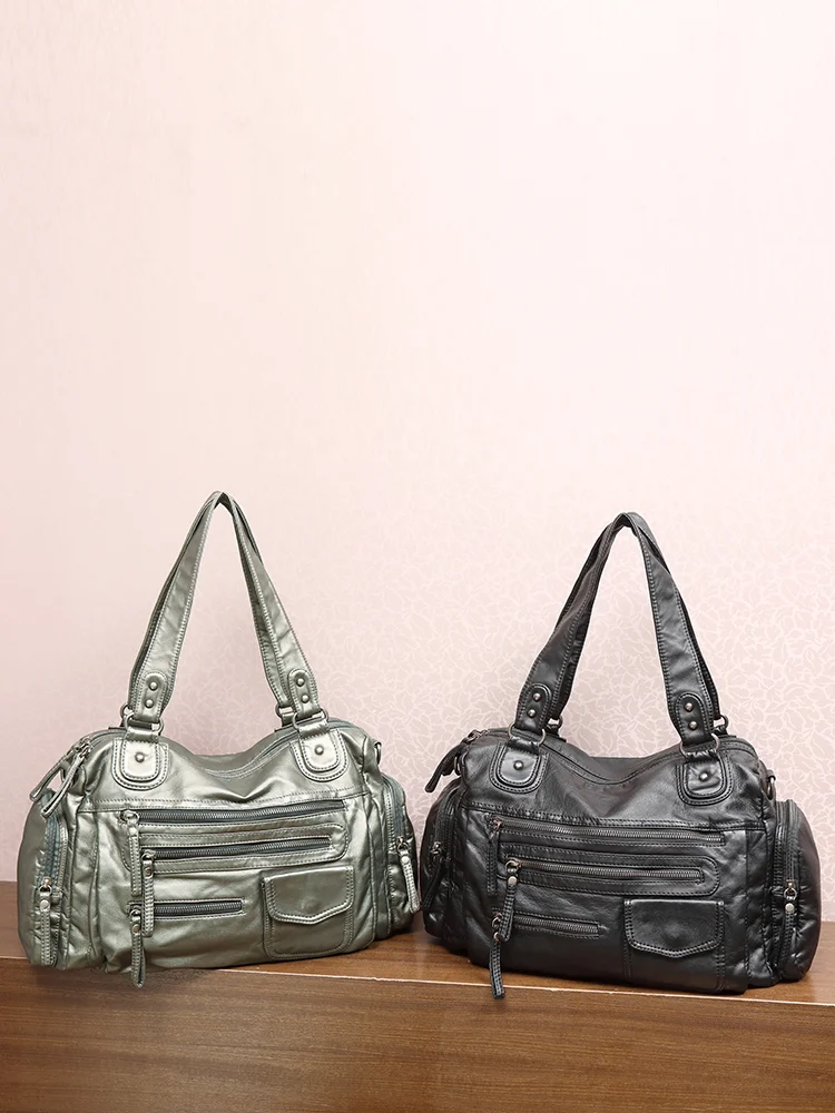 2025 retro preto sacos de ombro feminino couro do vintage macio chique casual bolsa tote feminino harajuku estética crossbody sacos