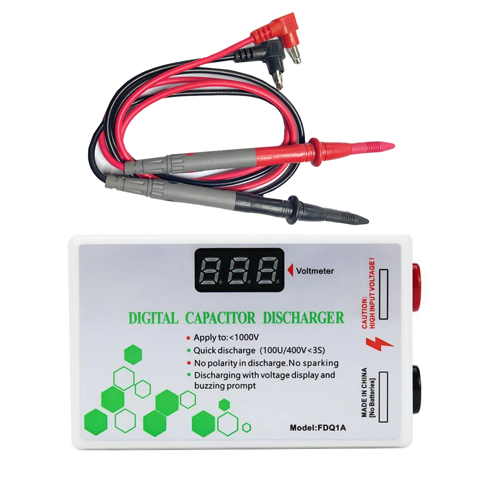 

1 шт., цифровой разрядник конденсатора, 10-1000 В, защита от быстрой разряда, напряжение электрика для разрядки конденсаторов