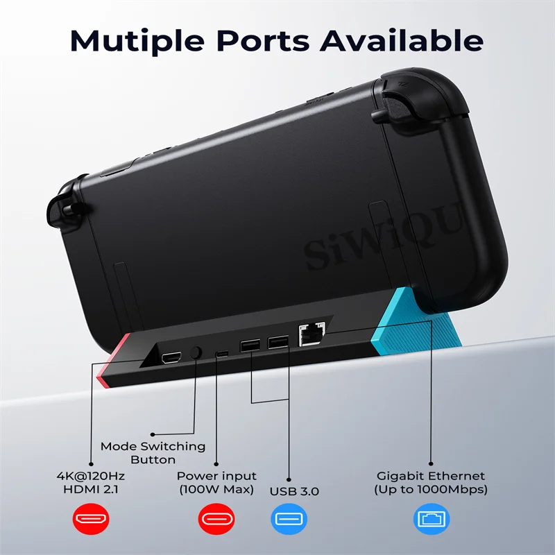 Draagbaar TV-dockstation voor Switch 2 (2025), met 4K bij 120 Hz HDMI-adapter/Type C-poort/USB-poort/100 W opladen Game-accessoires