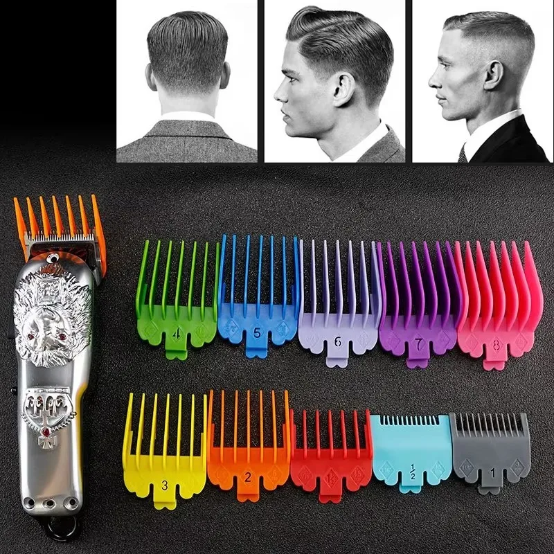 10Pcs Fashion Men Hair Clipper Limit Comb Salon for Barber Cutting Guide Replacement Attachment Hair Trimmer Styling Tools
