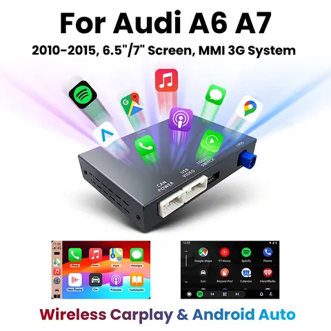 아우디 A6 A7 2010-2015용 ANYFAR 무선 CarPlay 안드로이드 오토 미러링크 에어플레이 후방 카메라 멀티미디어 액세서리
