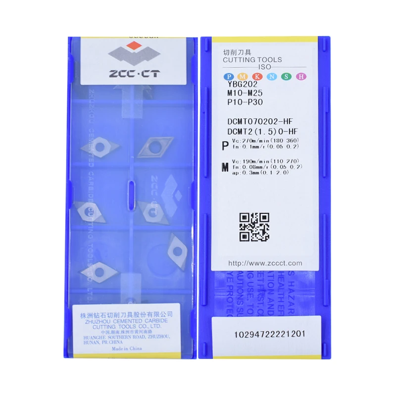 ZCCCT DCMT original 070202 -HF YBC251 YBC252 YBG202 inserção de carboneto para ferramentas de corte