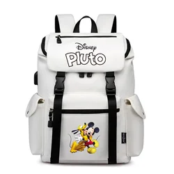 Disney Pluto Mickey School Backpack Women Men Laptop Travel Bag Large Waterproof Multifunction USB Charging Knapsack Mochila