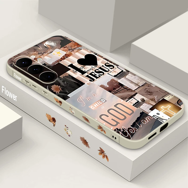 Jesus Collage Muster Handyhülle für Samsung Galaxy S25 S24 S22 S23 Ultra S23 Plus S24 FE A56 A17 A16 A36 A55 A54 A15 Soft Cover