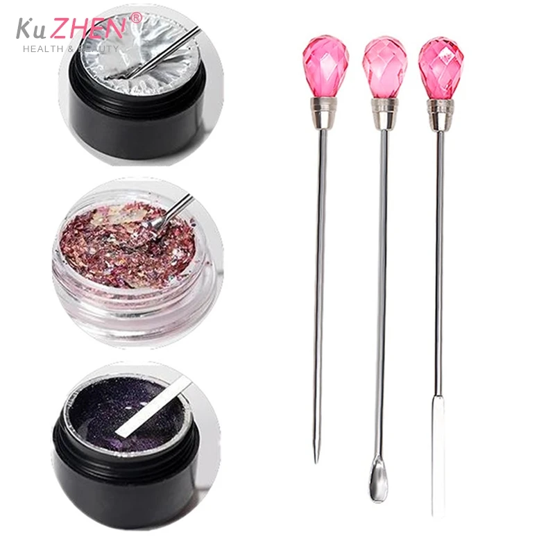 

1*Nail Art Eye Shadow Cream Stirring Rod Stainless Metal Gel Stirring Tool Spatula Pin Nail Accesories And Pigments Mixing Tools