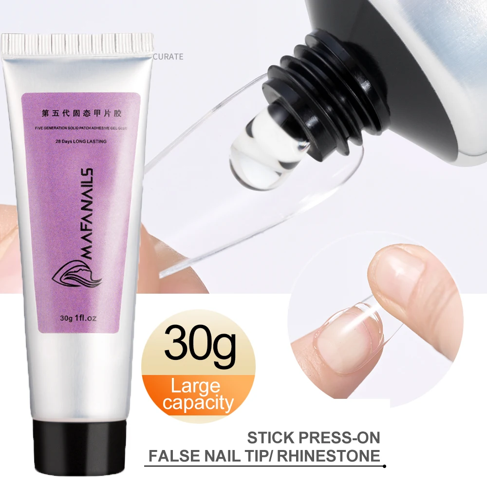 Pegamento sólido para uñas postizas, Gel acrílico superfuerte para salón de manicura, 30/10/5g