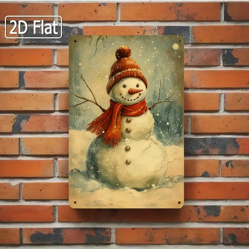 1PC Tin Sign Vintage Snowman - For Home/Bar/Cafe/School/Library/Garage Decor, Christmas Wall Art, 8x12 inch