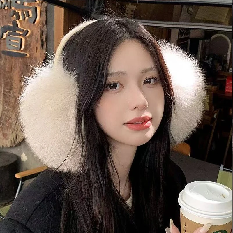 Fashion Winter Accessories Real Fur Earmuff For Women Luxury Designer Unisex New Cute Plush Protection From Cold Keep Warm Muffs