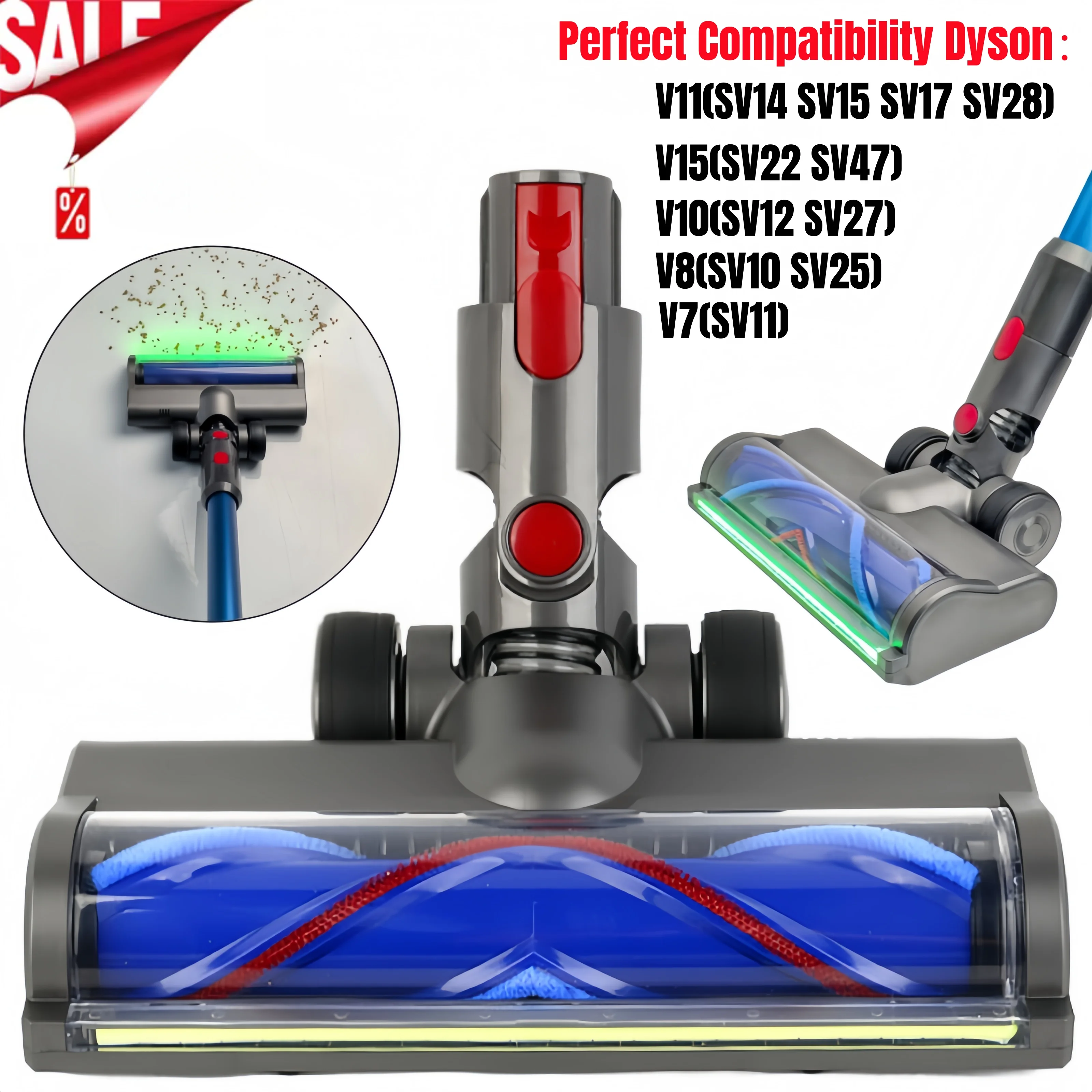 Ersatzteile für Dyson V15(SV22 SV47) V11(SV14 SV15 SV17 SV28) V10(SV12 SV27) V8(SV10 SV25) V7(SV11) Gen5Detect Kabelloser Staubsauger, Hartbodenbürste mit