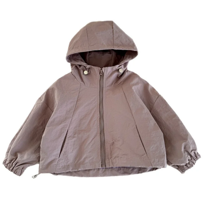 01-Children's Jacket2025Autumn Girls' Double Zipper Hooded Jacket Baby Toddler Casual Top Toddler Windbreaker Trendy