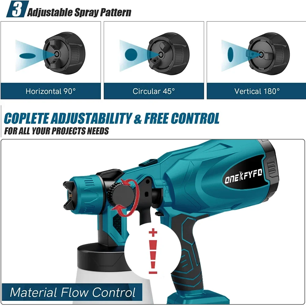 Pistola a spruzzo elettrica 800ML spruzzatore di vernice per uso domestico Auto casa mobili fai da te rivestimento in acciaio aerografo per Makita