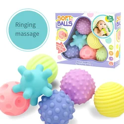 Hot selling children soft rubber baby hand grip ball touch perception playing toy balls sensory bath water color recognition toy