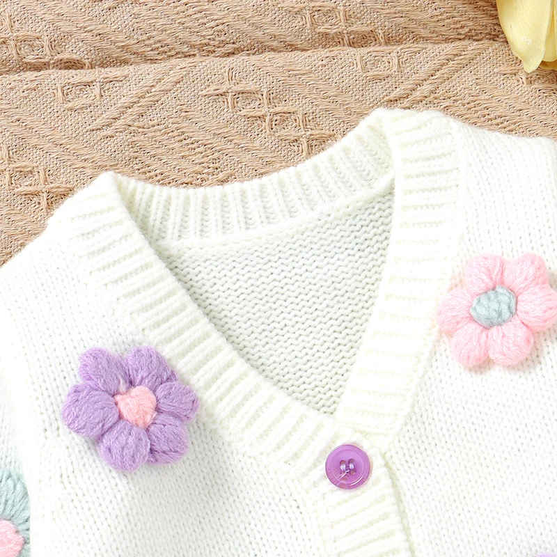 Toddler Baby Girls Clothes Spring Autumn Infant Long Sleeves Sweaters Cardigans+Rompers Outfits Sets 2pcs Children Knit Costumes