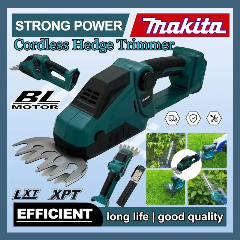 

Makita Electric Grass Cordless Hedge Trimmer 2-in-1 Mini Handheld Shears Operated Shrubbery Trimmer for Garden 18V Battery