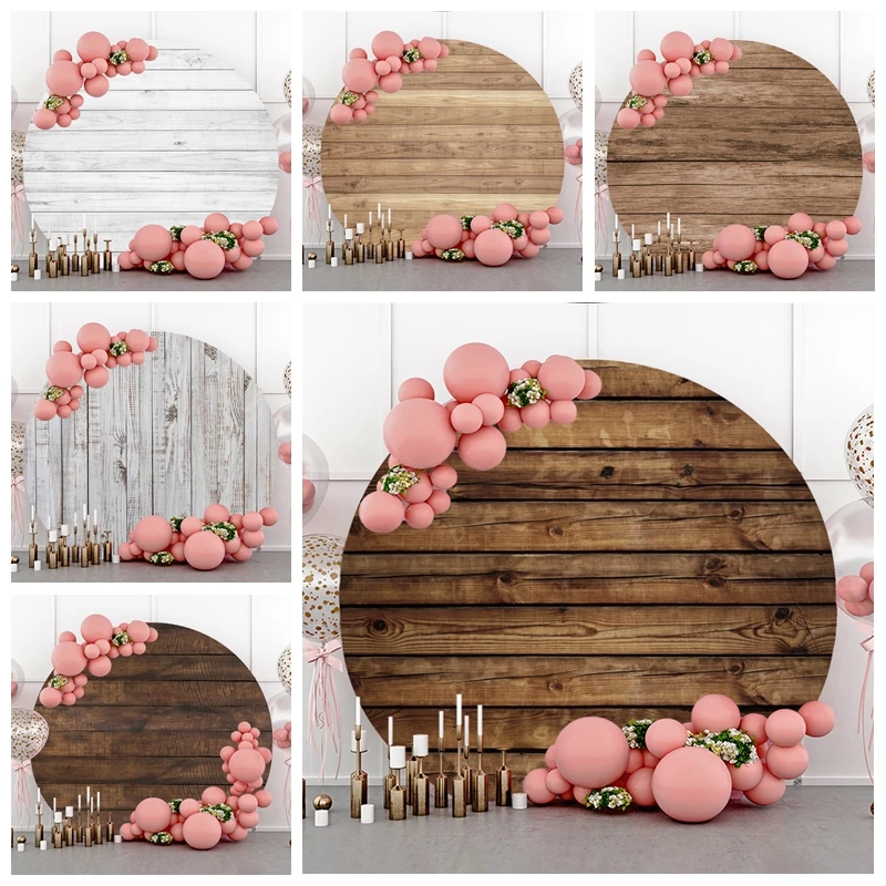 

Wood Board Pattern Round Photography Background Wedding Kid Portrait Photographic Circle Elastic Backdrop Photocall Photo Studio