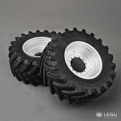 LESU 1/14 135.4MM Front Wheel Rubber 2PCS Tire Tyre Metal Hub for Hydraulic RC Tractor AOUE 1050 Farm Truck DIY Agricultural Car