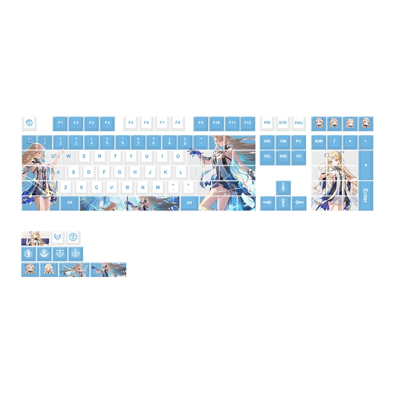 Cartethyia keycap anime game peripheral 108 keycap keyboard PBT five side hot sublimation