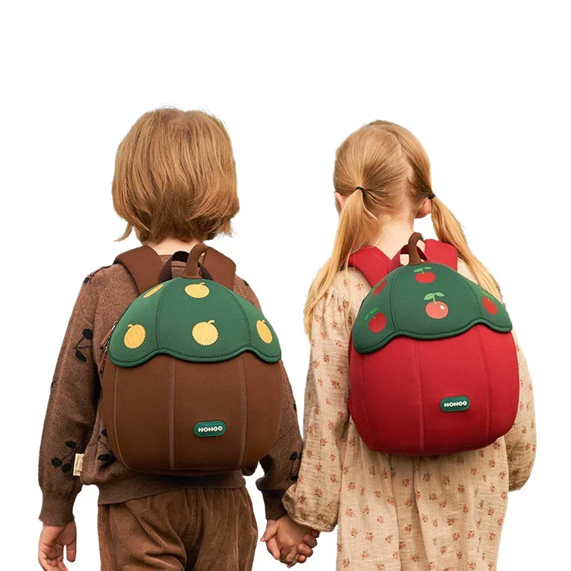 Mochila de frutas para niños de guardería, mochilas escolares para niñas, diseño de calabaza cereza, Mochila Escolar femenina Adolecente