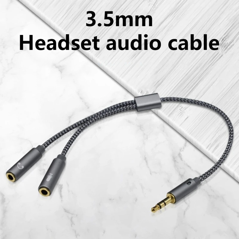 Y1UB 3.5mm Headphone Mic Adapter Cable Splitter Cord Extension Line 1 Male to 2 Female M/F 3.5mm Stereo Extender Wire