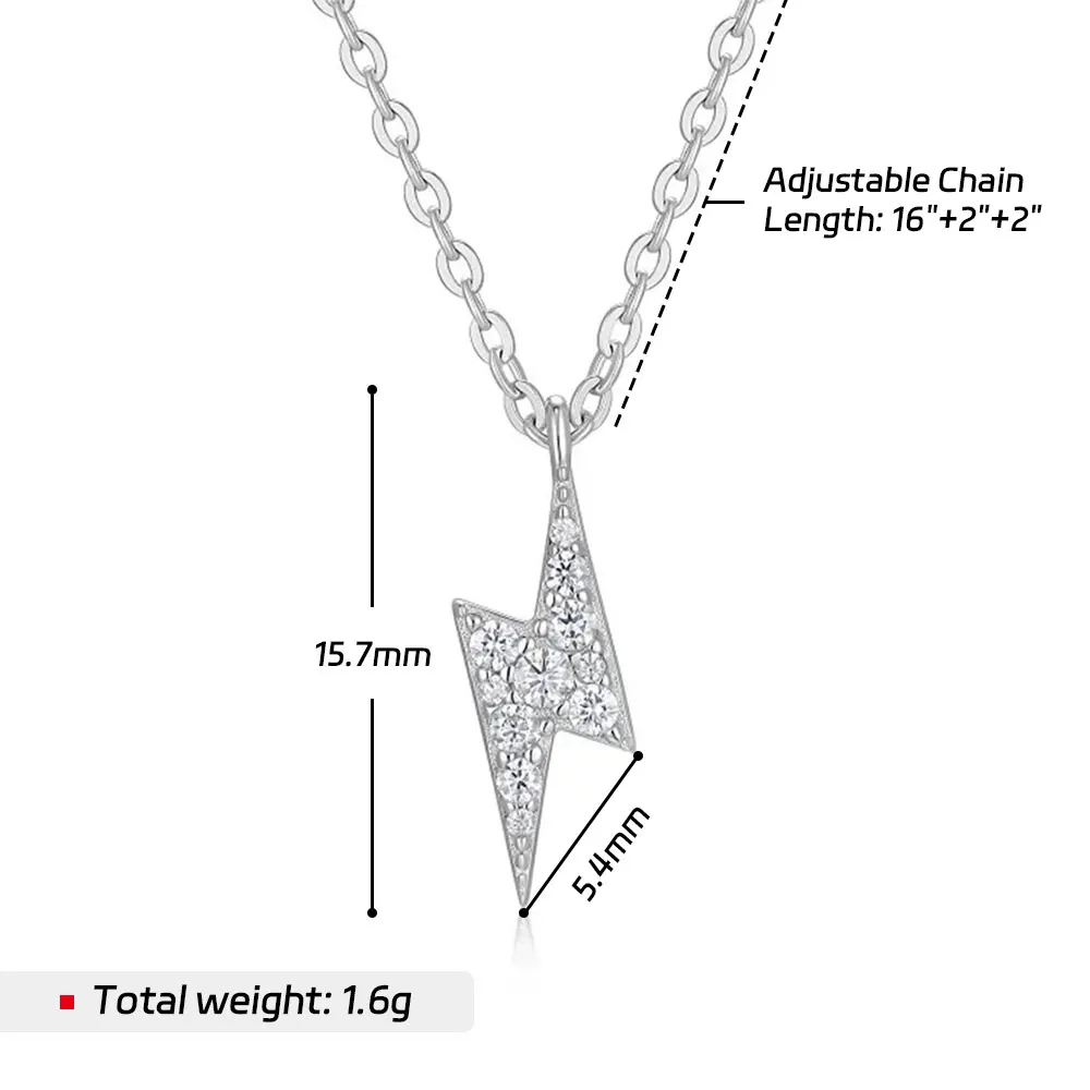 M-JAJA Moissanite Flashing Lightning Pendant Necklace for Women 925 Sterling Silver Diamond Collarbone Chain Dainty Jewelry Gift