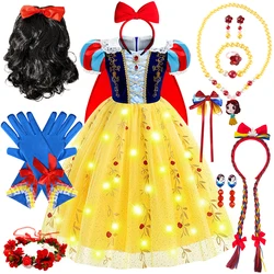 Costume bianco come la neve vestiti per bambini ragazze Deluxe Cosplay Dress con mantello bambini Halloween Carnival Party Ball Gown regali di compleanno