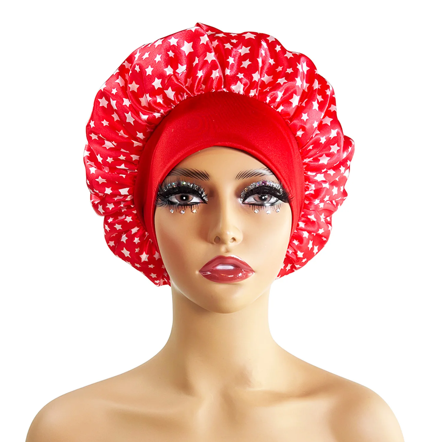 Drucken Satin Seidige Motorhaube Für Frauen Elastische Breite Band Nacht Schlaf Hut Chemo Caps Lockige Große Zöpfe Locs Abdeckung Turban Mützen – Detail 10