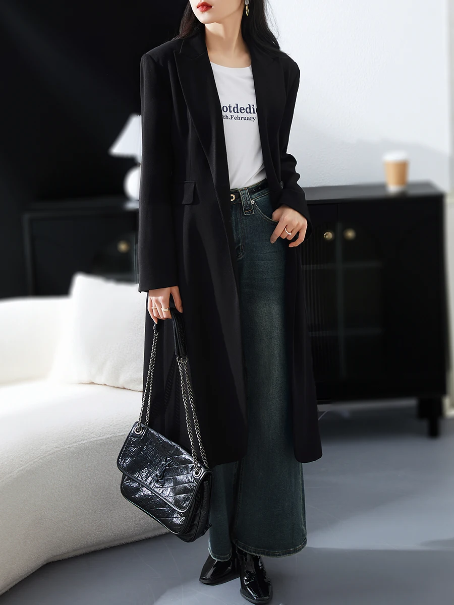 

Женское пальто Chenyun в стиле ретро, новинка 2025 года, высококачественное, приталенное, стройнящее, средней длины, свободного кроя, в корейском стиле