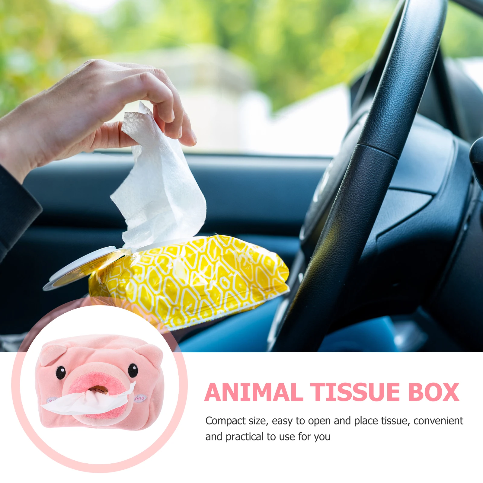 

Cute Animal Car Tissue Box Stylish Compact Design Tissue Organizer for Home Office Living Room Desktop Storage Case