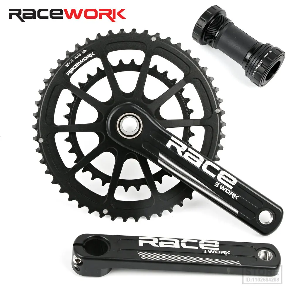 

RACEWORK Ultralight Road Folding Bike Crankset 20/22 Speed Crank 50-34T/52-36T/53-39T Sprocket Double Tooth Disc