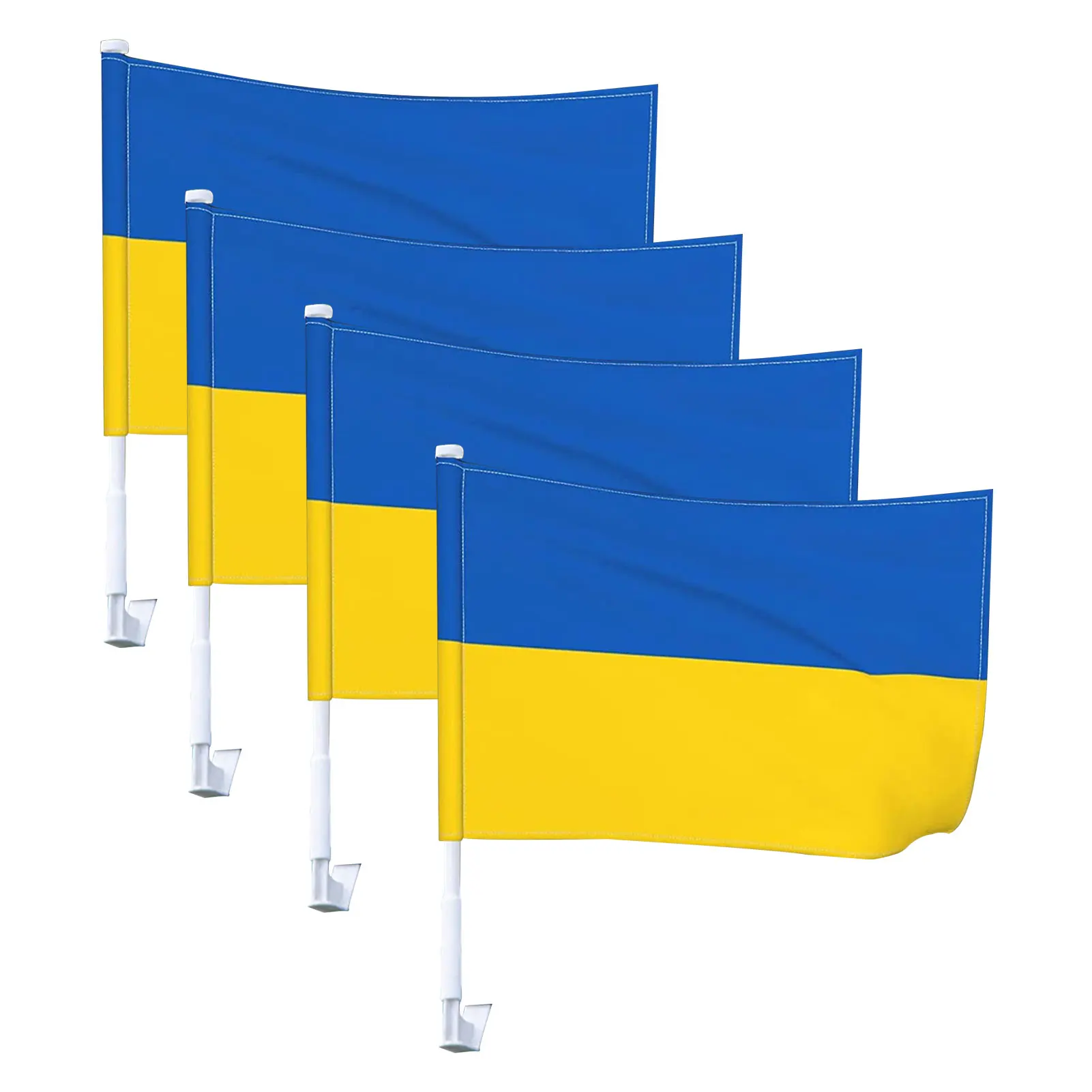 4 Packs Flag of Ukraine Car Flags 12x18 Inch Window Clip Ukrainian Flag Polyester UV Protection Car Decoration Banner Flags