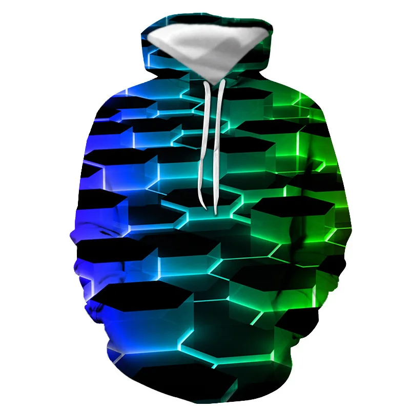 Spring and Autumn 2021 European and American Explosive Line 3D Digital Printing Hooded Men's and Women's Casual