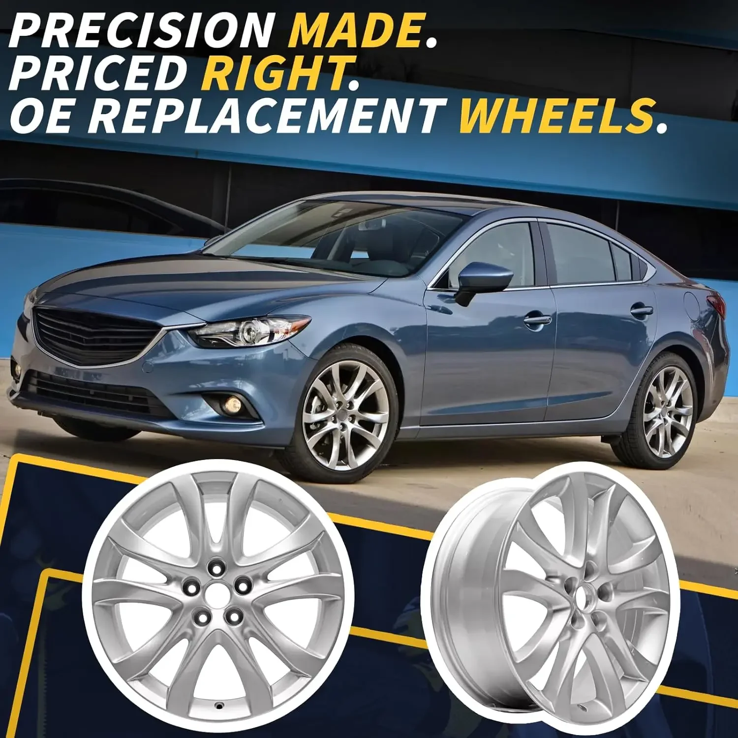 جديد 19 "x 7.5" جديد 19 بوصة 19 "حافة عجلة ألومنيوم يناسب 2014 2015 2016 2017 مازدا 6 الفضة OEM تصميم استبدال حافة #3