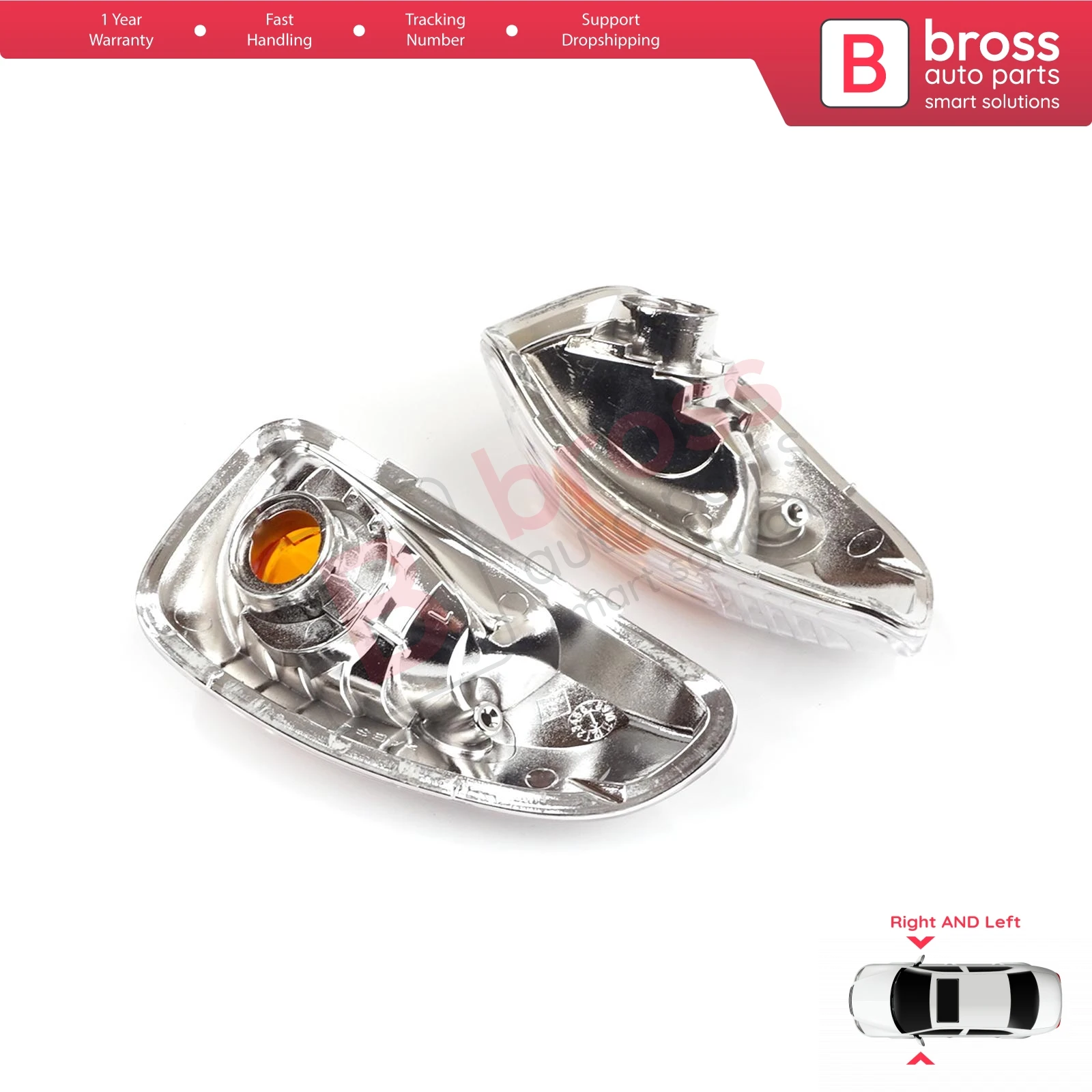 

Bross Auto Parts BSP625 Side Mirror Indicator Right and Left Lens 7485120621, 7485120620 for Renault Master Movano Fast Shipment