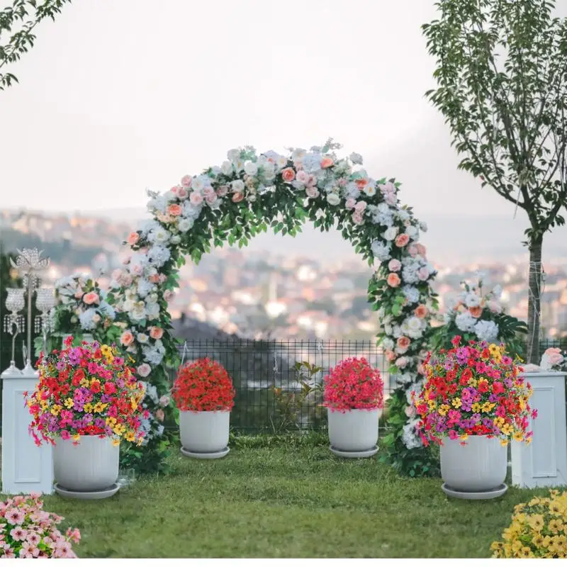 18 Inch Artificial  Flowers With Ground Stake Outdoor Faux Plant For Yard Porch Planter Decor