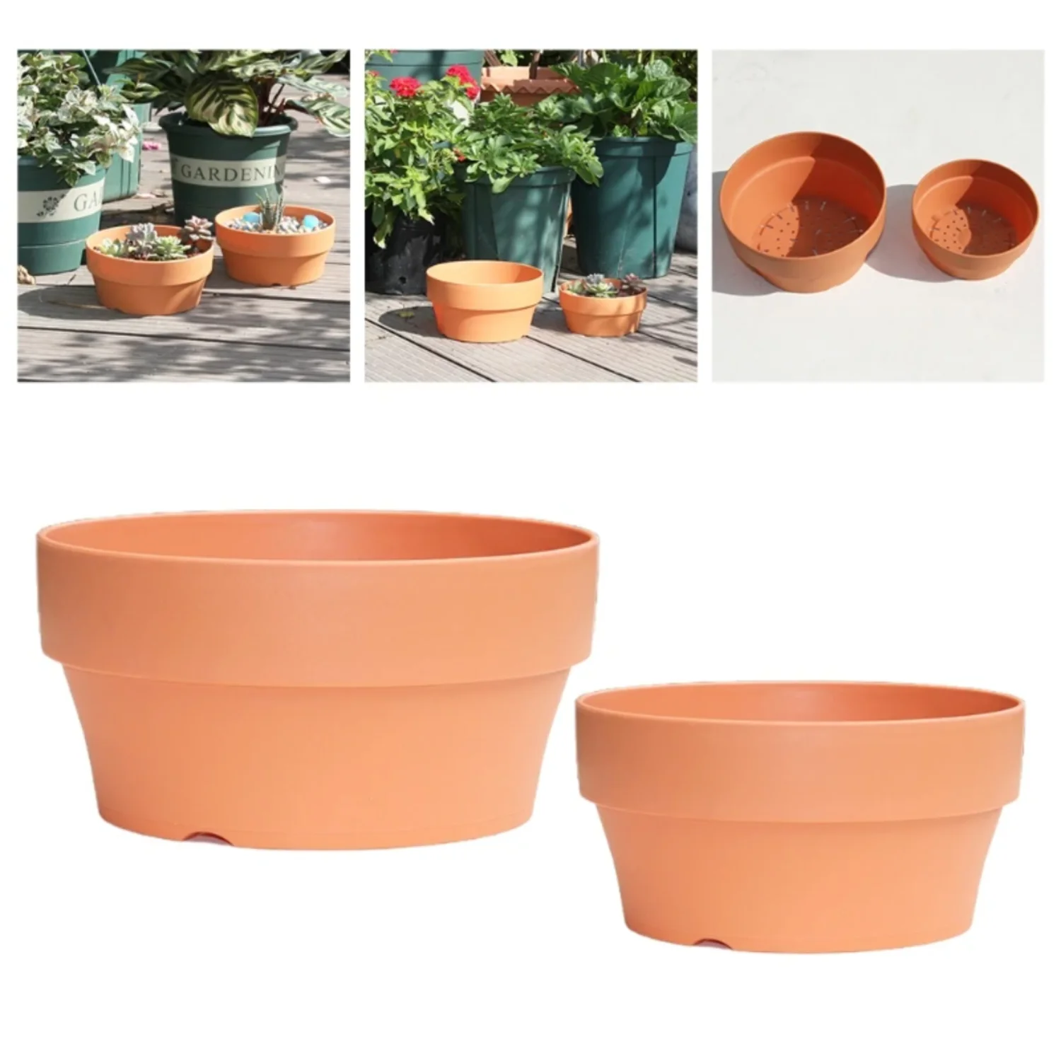 

Imitation Terracotta Pot Plants Succulent Planter with Drainage Hole Cactus Plant Containers Garden Bonsai Pot