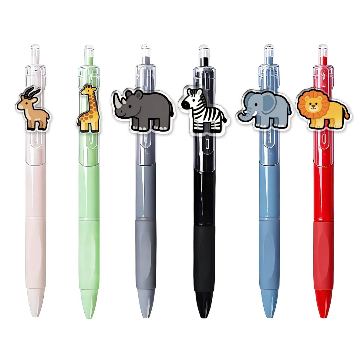 6PCS/12PCS Grassland Animals Ballpoint Pens, Student Writing Pens, Stationery Office Supplies, Click Pens