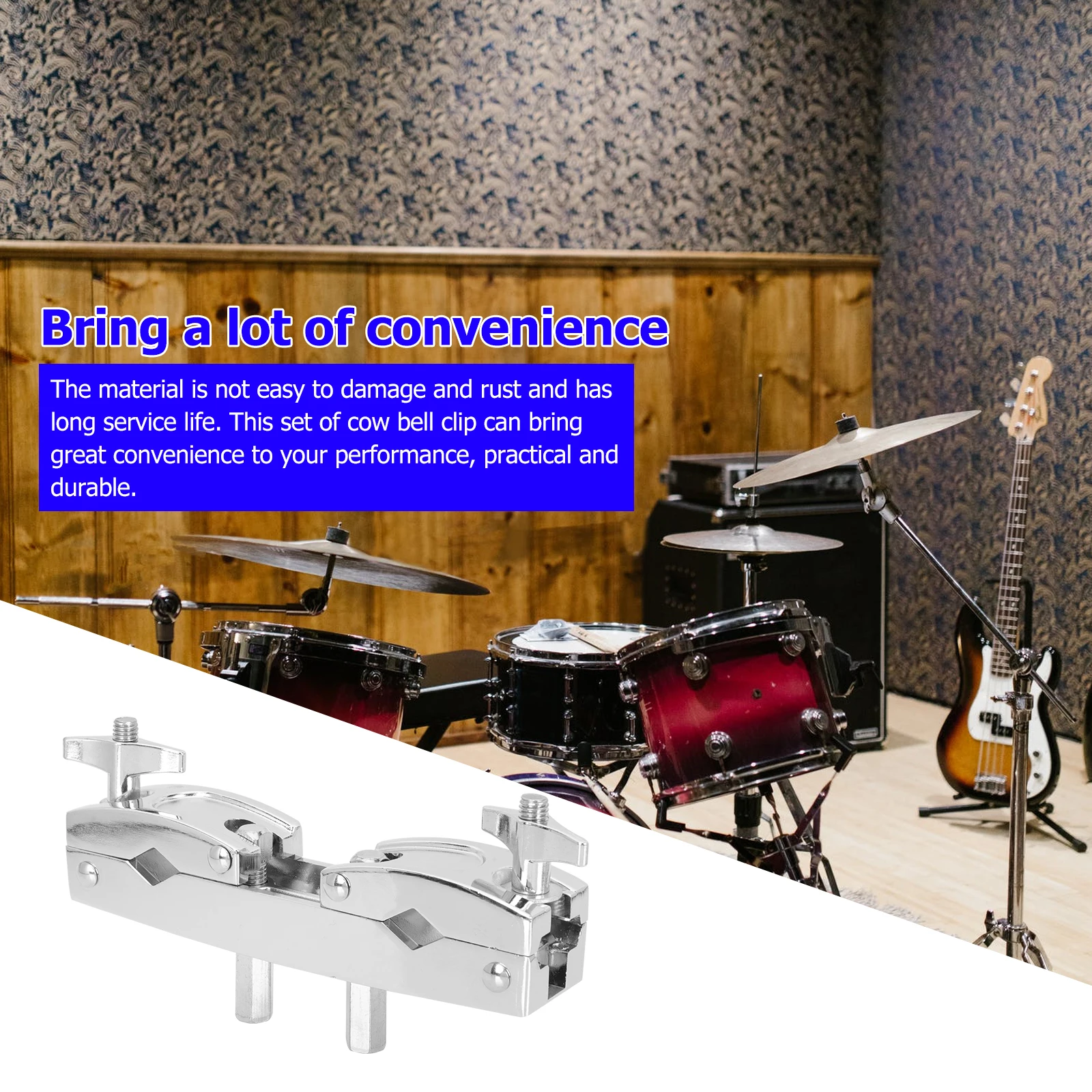 

Cowbell Clamp Mount Drum Set Holder Bracket Cymbal St Attachment Clip Double Connecting Clamps Iron Material Drum Kit Accessory