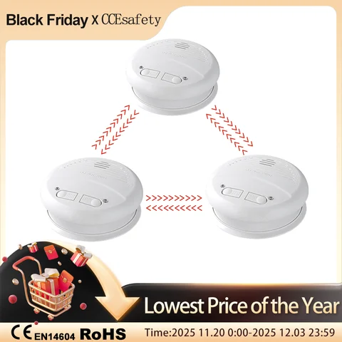 433MHz 연기 감지기 무선 상호 연결된 연기 경보 광전 연기 감지기 교체 가능한 배터리 EN14604 인증