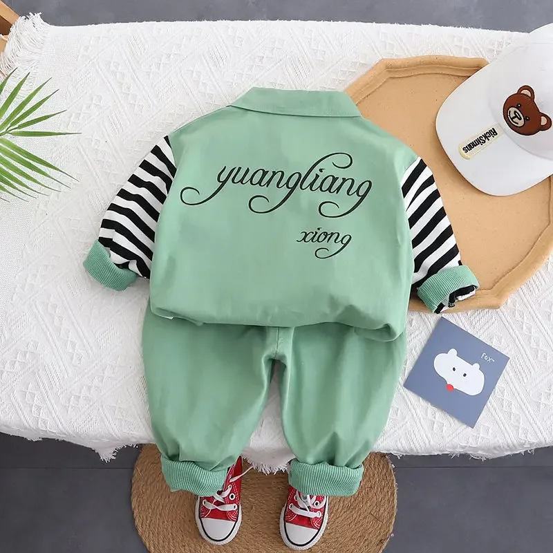 Autumn Spring Kids Boy Fashion Cartoon Bear Clothing Baby Suits Shirt Pants 2pcs/Set Children Clothes 1 2 3 4 5 Years