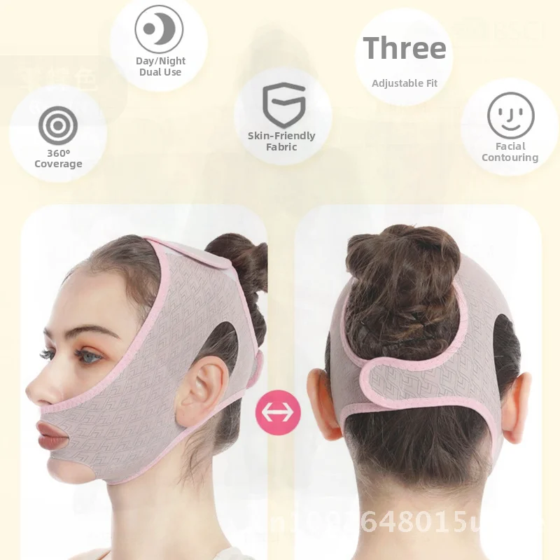 Máscara de bandagem facial para dormir, melão, cinta de emagrecimento, massageador de queixo duplo, não elétrico, multifuncional, dispositivo de beleza rosa