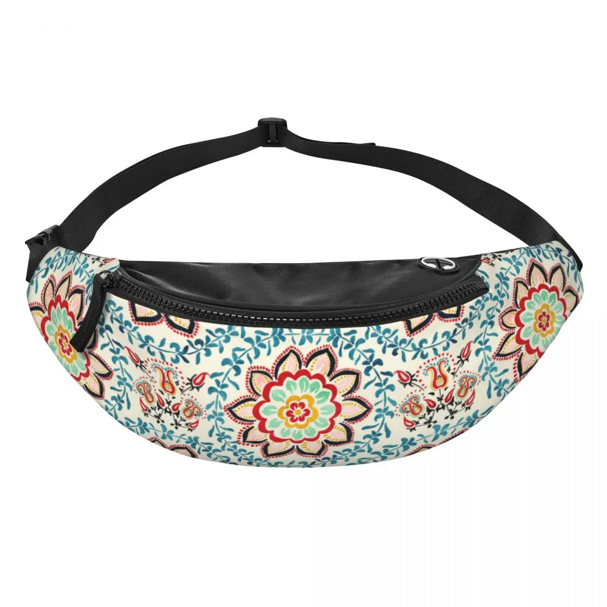 Custom Bohemia Ethnic Mandala Flower Pattern Fanny Pack Women Men Crossbody Waist Bag for Cycling Camping Phone Money Pouch