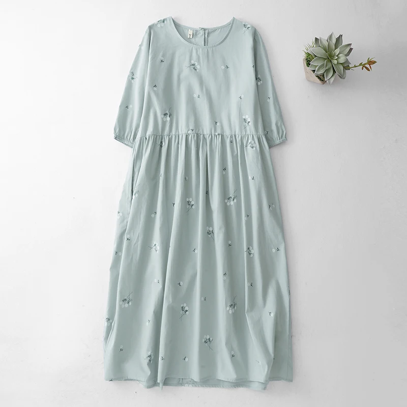 

Женское летнее платье с цветочным принтом, свободного кроя, с круглым вырезом, А-силуэт, из дышащего хлопка, для отпуска