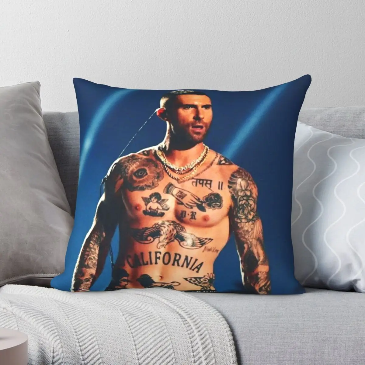 Adam Levine Pillowcase Polyester Linen Velvet Printed Zip Decorative Pillow Case Sofa Cushion Cover Wholesale 45x45