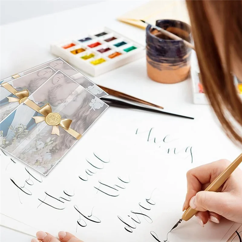 Wedding Invitations Wraps Set Include 100Pc Gold Self Adhesive Envelope Seal Stickers