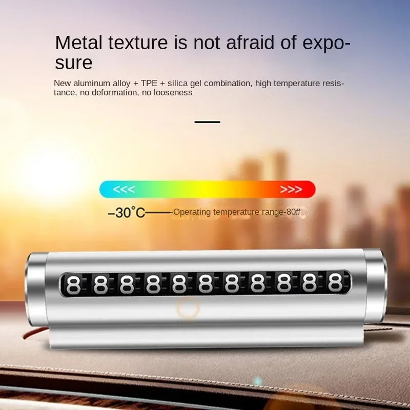 Universal Metal Car Temporary Parking Card Rotate Phone Number Plate Aluminum Stickers Park Stop in Car-styling Auto Accessories