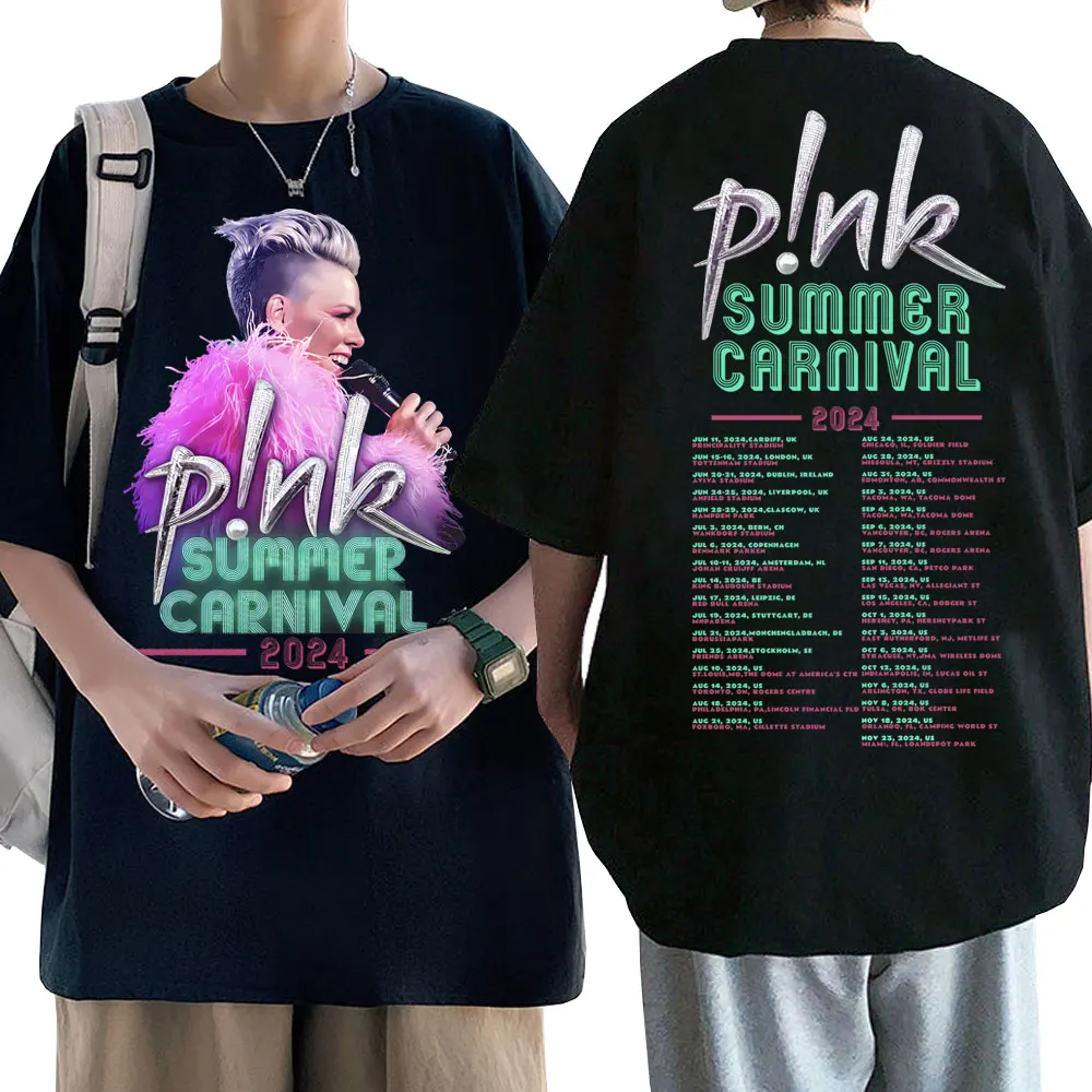 

P!nk Pink Summer Carnival 2024 Festival World Tour Graphic T-shirts Men Women Art Aesthetic Streetwear Male Oversized T Shirts