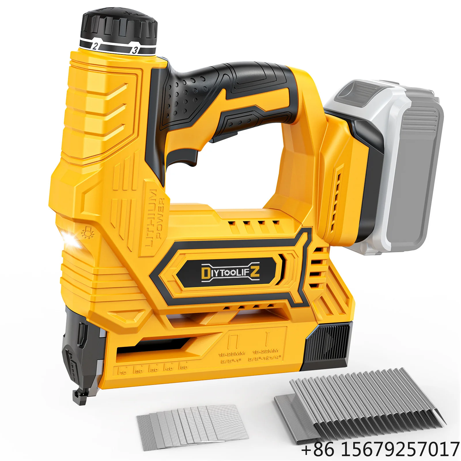 2-in-1 Cordless Nail Gun Stapler for 20V Battery with Brad Nails and Crown Staples for Woodworking